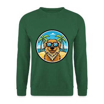Friesische Wasserhundrasse Cartoon Sonnenbrille Strand - Unisex Pullover - Grün - Vorne