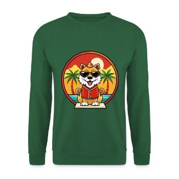 Chinese Imperial Dog Breed Cartoon Sunglass Beach - Unisex Sweatshirt - green - Front