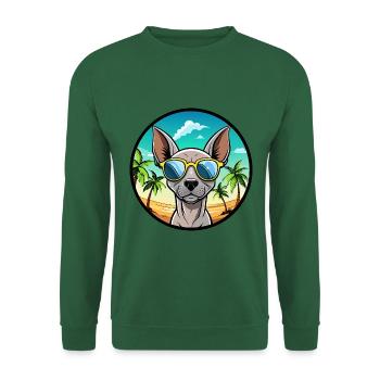 Amerikanischer haarloser Terrier Hunderasse Cartoon Beach - Unisex Pullover - Grün - Vorne