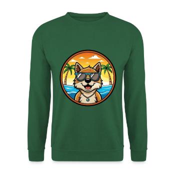 Volpino Italiano Hunderasse Cartoon Sonnenbrille Strand - Unisex Pullover - Grün - Vorne