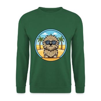 Puli Chien Race Dessin Animé Lunettes De Soleil Plage - Sweat-shirt Unisexe - vert foncé - Devant