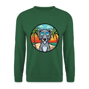 Schottische Hirschhund Hunderasse Cartoon Sonnenbrille - Unisex Pullover - Grün - Vorne