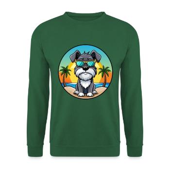 Mittelschnauzer Hunderasse Cartoon Sonnenbrille Strand - Unisex Pullover - Grün - Vorne