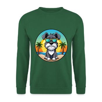 Mittelschnauzer Hunderasse Cartoon Sonnenbrille Strand - Unisex Pullover - Grün - Vorne