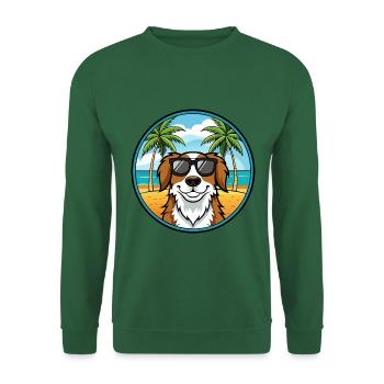 Landseer Dog Breed Cartoon Sunglasses Beach - Unisex Sweatshirt - green - Front