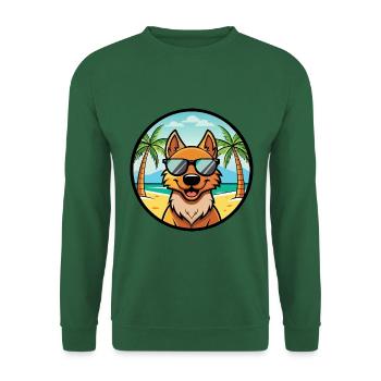 Frisian Pointing Dog Breed Cartoon Sunglass Beach - Unisex Sweatshirt - green - Front