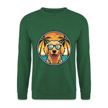 Lunettes de soleil de dessin animé de race de chien à revêtement plat - Sweat-shirt Unisexe - vert foncé - Devant