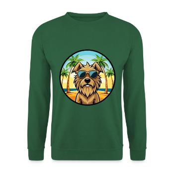 Briard Dog Breed Cartoon Sunglasses Beach - Unisex Sweatshirt - green - Front