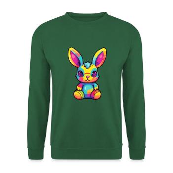 Hase buntes Aquarell Cartoon Kawaii Tier - Unisex Pullover - Grün - Vorne