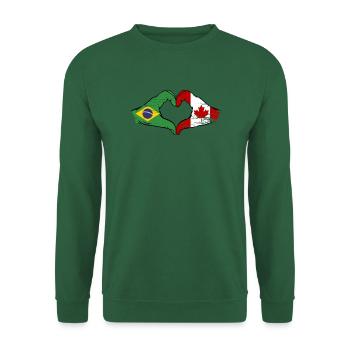 Brazil Canada Flag Hands Heart Shape Used - Unisex Sweatshirt - green - Front
