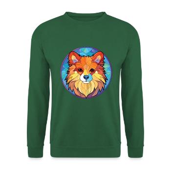 Deutsche Spitz Hunderasse Aquarell Illustration - Unisex Pullover - Grün - Vorne