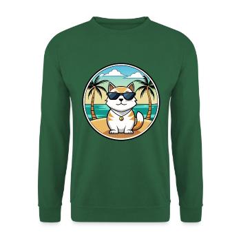 Japanische Bobtail Katzenrasse Cartoon Sonnenbrille Strand - Unisex Pullover - Grün - Vorne