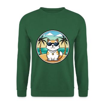 Japanese Bobtail Cat Breed Cartoon Sunglass Beach - Unisex Sweatshirt - green - Front