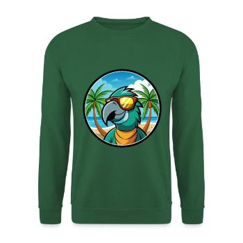 Perroquet Drôle Dessin Animé Plage Été Lunettes De Soleil Cool - Sweat-shirt Unisexe - vert foncé - Devant