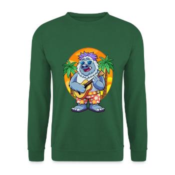 Drôle Yeti Dessin Animé Plage D’été Lunettes De Soleil Guitare - Sweat-shirt Unisexe - vert foncé - Devant