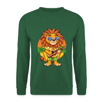 Funny Lion Cartoon Summer Beach Sunglasses Guitar - Unisex Sweatshirt - green - Front