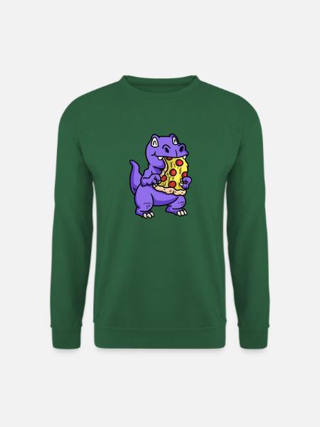 Kleiner süßer Dino Pizza Kind naschen Baby Hunger - Unisex Pullover - Grün