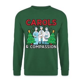 Carols & Compassion Krankenschwester Weihnachten - Unisex Pullover - Grün - Vorne