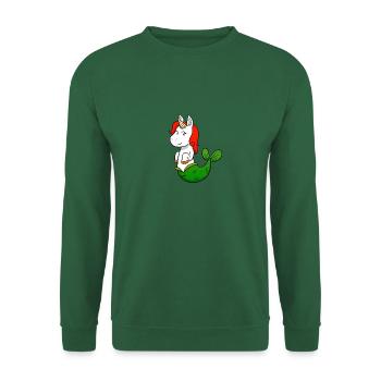 Unicorn Sticker - Unisex Pullover - Grün - Vorne