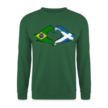 Brasilien Schottland Flagge Hände Herzform used - Unisex Pullover - Grün - Vorne