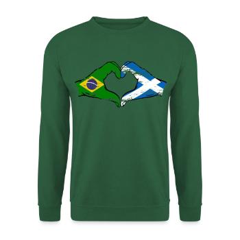 Brésil Ecosse drapeau mains forme de coeur utilisé - Sweat-shirt Unisexe - vert foncé - Devant