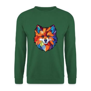 Deutsche Spitz Hunderasse Aquarell Illustration - Unisex Pullover - Grün - Vorne