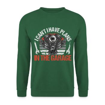 I Can’t I Have Plans In The Garage | Motorrad Moto - Unisex Pullover - Grün - Vorne