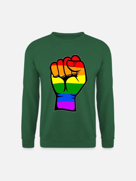 Regenbogenfarbe Flagge Hand Faust Symbol - Unisex Pullover - Grün