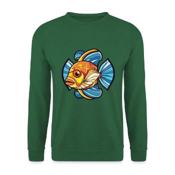 Flunder Fisch Buntes Aquarell Tier Cartoon - Unisex Pullover - Grün - Vorne