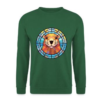 Murmeltier buntes Aquarell Tier Illustration - Unisex Pullover - Grün - Vorne