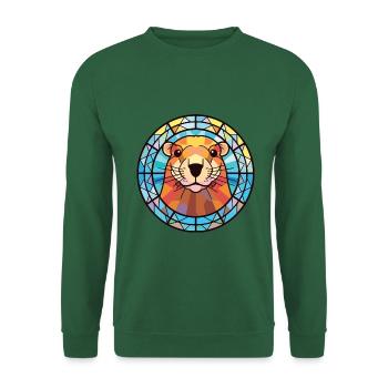 Murmeltier buntes Aquarell Tier Illustration - Unisex Pullover - Grün - Vorne