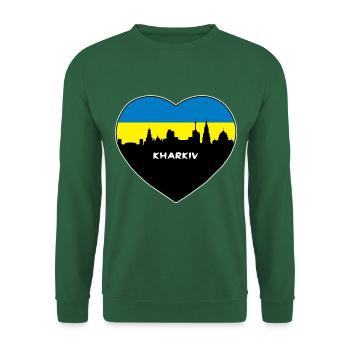 Flaggen-Skyline-Reise-Andenken Charkiws Ukraine - Unisex Pullover - Grün - Vorne