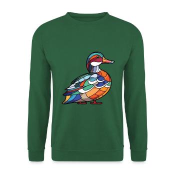 Mandarinente Bunte Aquarell-Tier-Karikatur - Unisex Pullover - Grün - Vorne