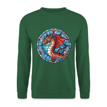Drache Buntes Aquarell Tier Haustier Illustration - Unisex Pullover - Grün - Vorne