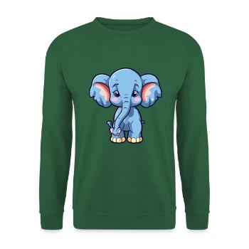 Elefant niedliche Karikatur Kawaii Aquarell Tier Haustier - Unisex Pullover - Grün - Vorne
