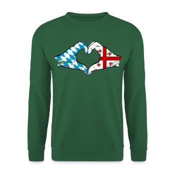 Bayern Georgien Flagge Hände Herzform used - Unisex Pullover - Grün - Vorne
