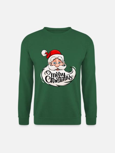 Merry Christmas - Weihnachtsmann mit Rauschebart - Unisex Pullover - Grün