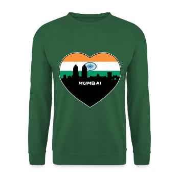 Mumbai Indien Flagge Skyline Reise Souvenir - Unisex Pullover - Grün - Vorne
