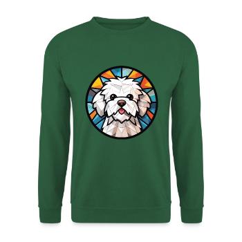 Bichon Frize Hunderasse Aquarell Illustration - Unisex Pullover - Grün - Vorne