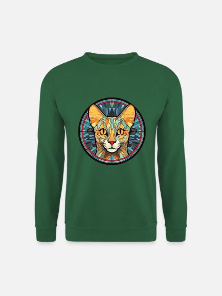 Ocicat Hauskatze Bunte Aquarell-Karikatur - Unisex Pullover - Grün
