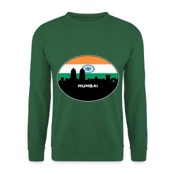 Mumbai, Indien, Flagge, Skyline, Silhouette, Travel - Unisex Pullover - Grün - Vorne