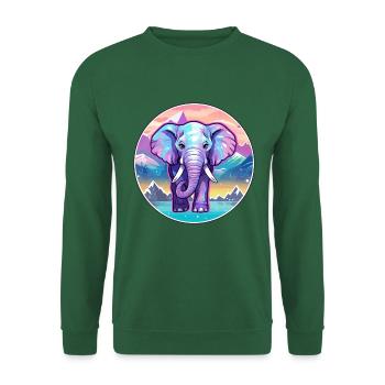 Elefant Aquarell Karikatur Kawaii Haustier Tier Colo - Unisex Pullover - Grün - Vorne