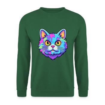 Britisch Kurzhaar Katze Aquarell Karikatur Kawaii - Unisex Pullover - Grün - Vorne