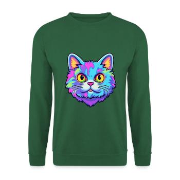 Britisch Kurzhaar Katze Aquarell Karikatur Kawaii - Unisex Pullover - Grün - Vorne