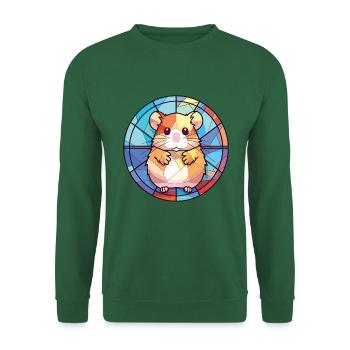 Bunte Aquarell-Tierillustration des Hamsters - Unisex Pullover - Grün - Vorne