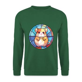 Bunte Aquarell-Tierillustration des Hamsters - Unisex Pullover - Grün - Vorne