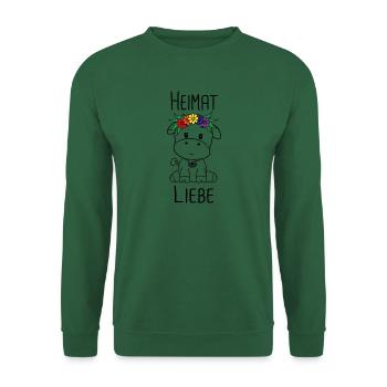 Kuh Heimat Liebe - Unisex Pullover - Grün - Vorne