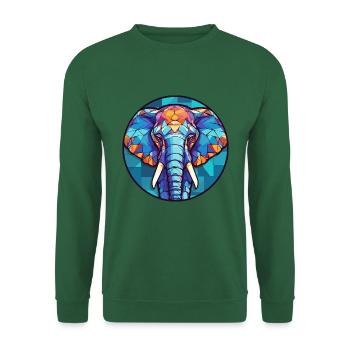 Elefant Buntes Glas Bunte Karikatur Kawaii Ani - Unisex Pullover - Grün - Vorne