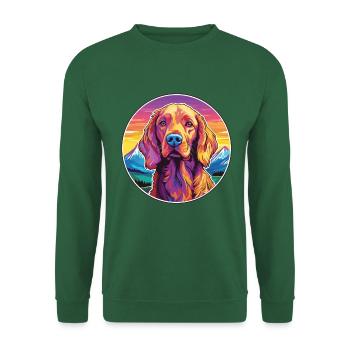 Irischer Setter Hund Rasse Cartoon Kawaii Aquarell - Unisex Pullover - Grün - Vorne