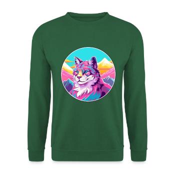Katze Aquarell Karikatur Kawaii Haustier Tier Bunt - Unisex Pullover - Grün - Vorne